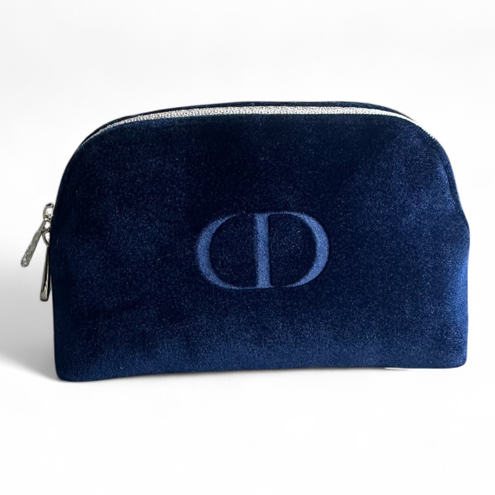 Christian Dior Navy Blue Velvet Cosmetic Pouch